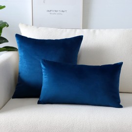 Artscope Luxury Velvet Pillow Covers Super Soft Decorative Square Throw Pillow Covers Case Cushion Covers for Sofa Couch Bedroom Car Decor 12x20 Inch Navy Blue