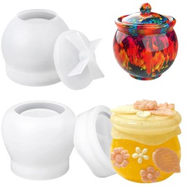 2 PCS Silicone Jars Molds with Lids Pudding Jar Resin Molds Extra Large Candy Jewelry Storage Boxes Epoxy Molds Silicone for DIY Storage Bottle Candle Holder Candy Container Flower Pot Home Decoration