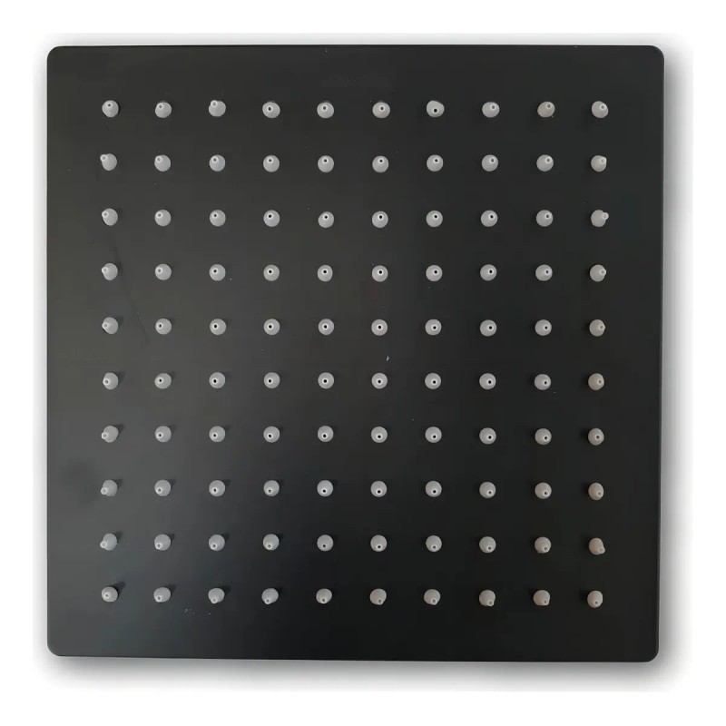 Regadera De Pared Acero Inoxidable Negra Mate 20cm Cuadrada Con