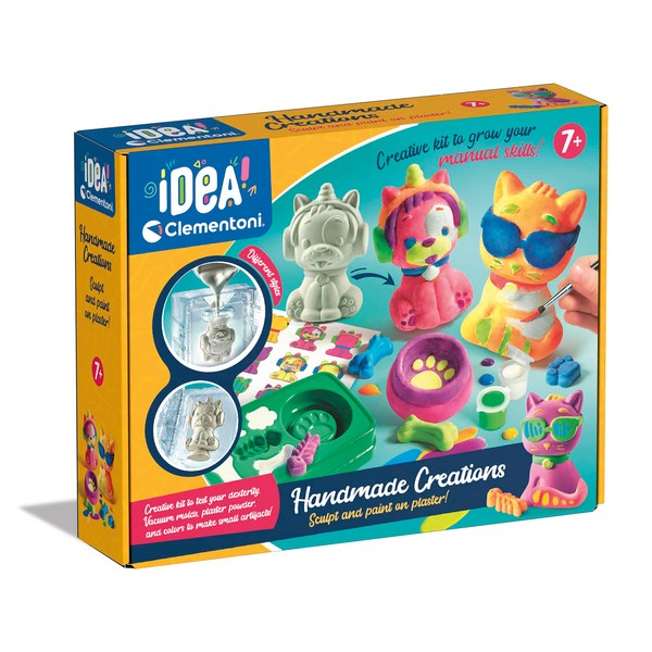 Clementoni - Idea-Handmade Creations Kit for Modeling and Painting Characters, Children's Play 7 Years, Creative Works-Made in Italy, Multilingual Colour, 18755