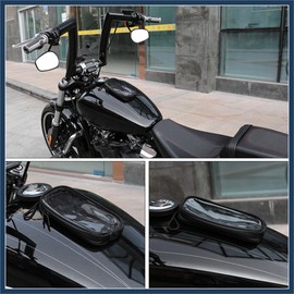 INFINAUTO Universal 7'' Magnetic Tank Bag with Headphone Hole PU Leather Waterproof Motorbike Saddlebag Stylish Design