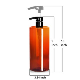 Youngever 4 Pack Pump Bottles for Shampoo 32 Ounce (1 Liter), Amber Shampoo Pump Bottles, Plastic Cylinder with Lockdown Leak Proof Pumps