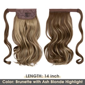 CJL HAIR 14" Ponytail Extension Short Pony Tail Wrap Around Clip in Hair Extensions Curly Wavy Synthetic High Resistant Fiber Faux Hairpiece for Women