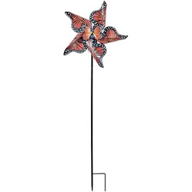 Sunset Vista Design Wind Spinners - Yard and Garden Décor Winged Wind Spinner Sculpture, 43-Inch, Monarch