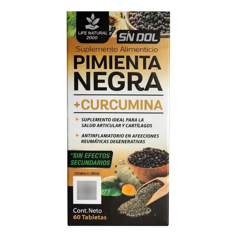 Pimienta Negra Curcumina Crcuma 60 Cpsulas 1 Pieza Sin Sabor