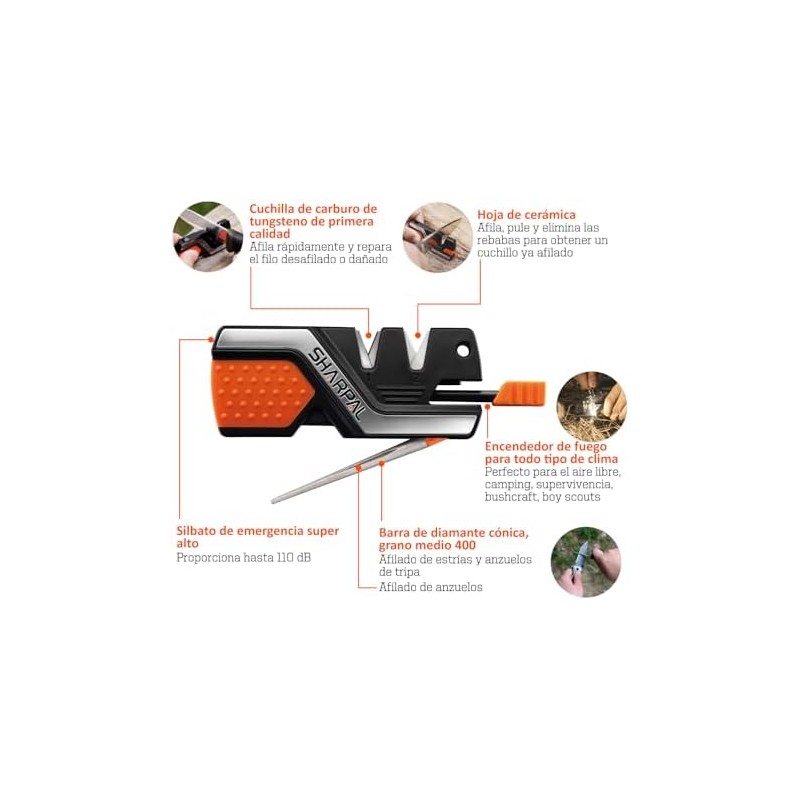 SHARPAL 101N Afilador de cuchillos de bolsillo 6 en 1,