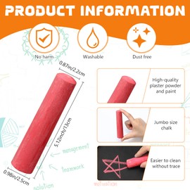 ywmigl 40 Pcs Sidewalk Chalks for Kids Non Toxic Jumbo Chalk for Party Gift Outdoor Art Classroom Play Painting (Red)