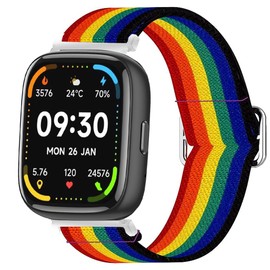 Compatible with Faweio Smartwatch Bands,Lamshaw Stretch Elastics Nylon Adjustable Replacement Strap Accessories for Men & Women Compatible for Faweio IDW13/IDW16/IDW17/IDW19/IDW21/IDW26/Smartwatch (Dark rainbow)