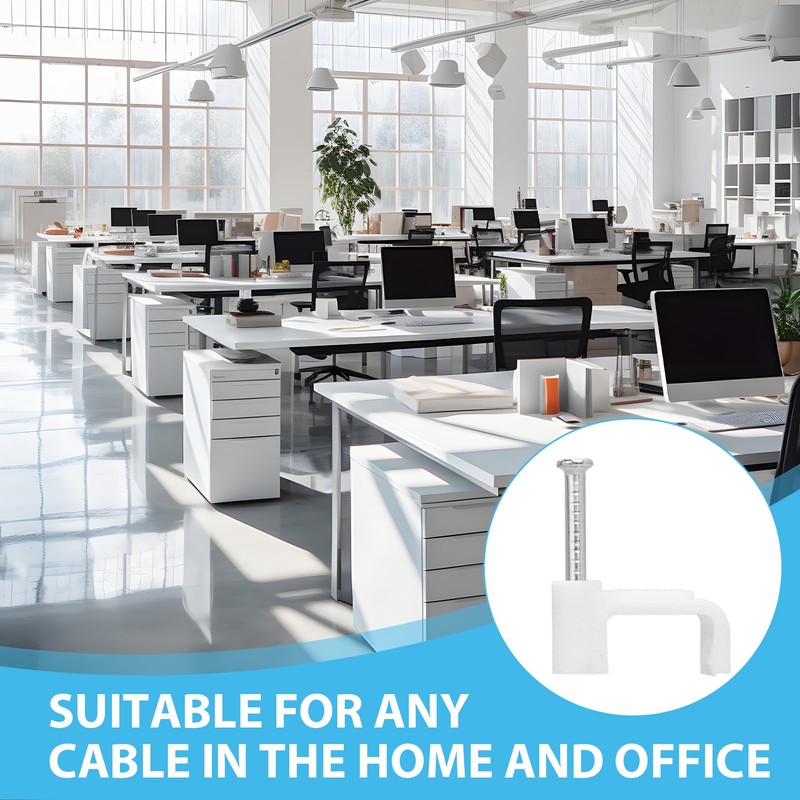 Cable Clips White, 200pcs White Cable Clips Cable Pins Wire