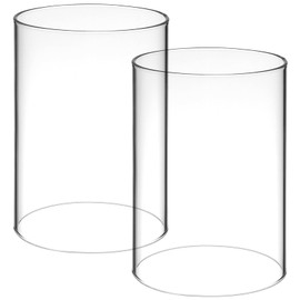 MAGICLULU 2Pcs Transparent Glass Candle Covers, Bottomless Candle Chimney Tube for Home Decoration, Weddings, Banquets, Hurricane Glass, 3.93X2.75 Inch