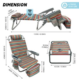 WKFAMOUT Backpack Beach Chair Aluminum with Folding Camping Table 5-Position Lay Flat Lounge Chair Outdoor for Adults with Insulated Cooler Bag and Cup Holder