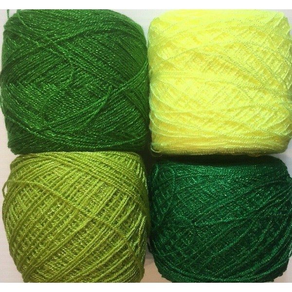Crystal Lace yarn. Colors 110-136-38-635Acrylic/Rayon. 900yards, 3.5oz.4balls.