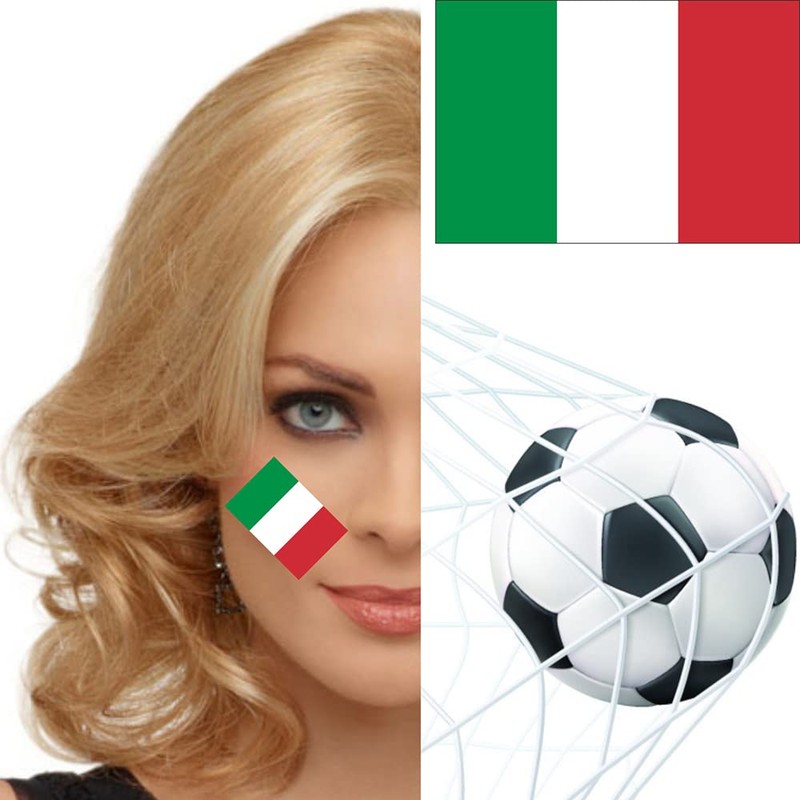 Womaha 30 Sheets Italy Flag Temporary Tattoos Fans Face Tattoo