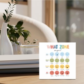 Nrleey Mental Health Wooden Signs - Zones of Regulation Wooden Box Sign, Counseling Office Must Haves, Calming Corner Desk Sign, Therapy Office Decor, 5 X 5 Inches