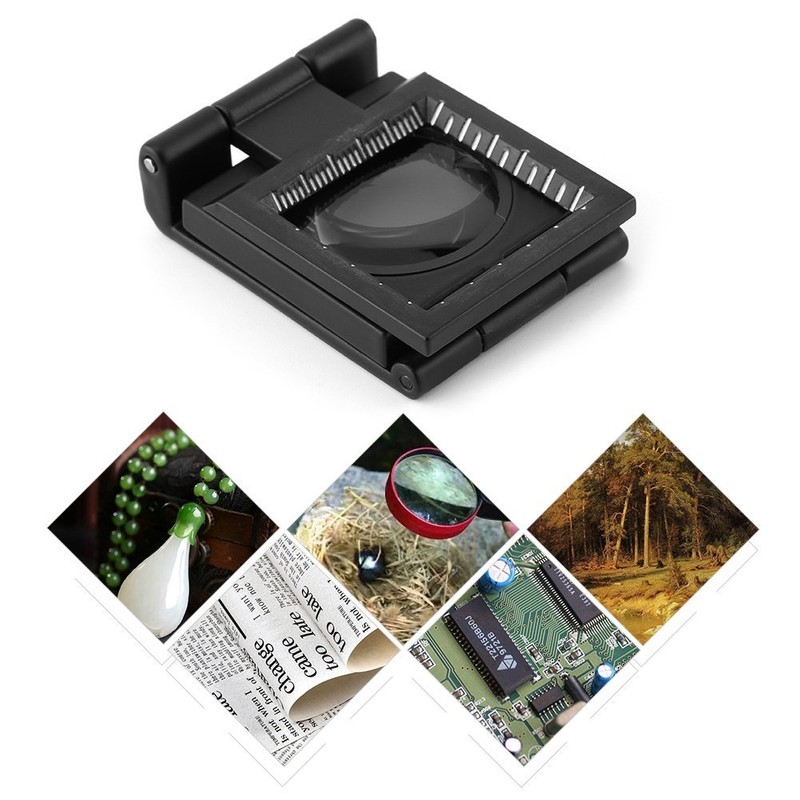 Zinc Alloy Mini Folding Magnifier Three-Folding Magnification Tool with Scale