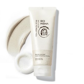 MIDHA- ESPUMA EXFOLIANTE DE SALVADO DE ARROZ 150 ml Limpiador y exfoliante facial suave con cáscara de arroz finamente molida y agua de arroz         