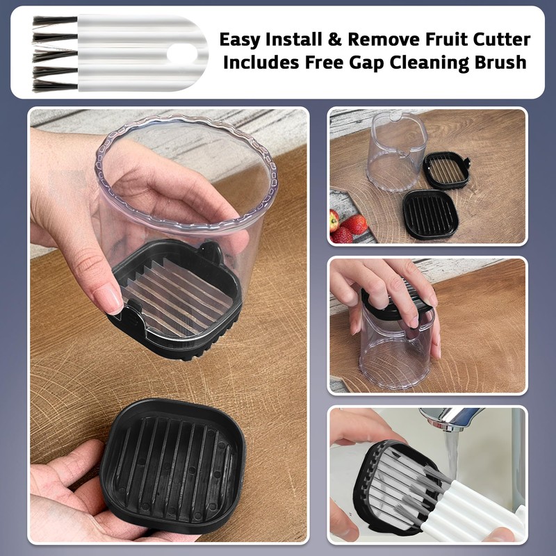Strawberry Slicer Cup with Push Plate, Fruit Cutter Kitchen Gadget