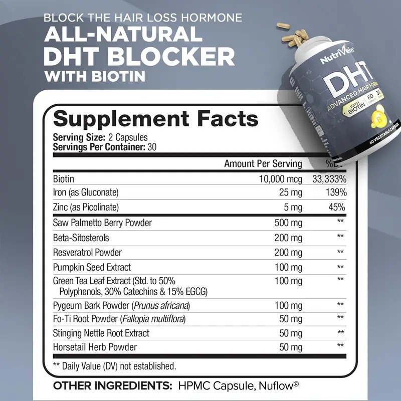 Nutrivein DHT Blocking Formula with Biotin – Hair Growth Supplement