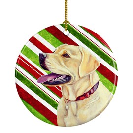 Caroline's Treasures LH9248-CO1 Labrador Candy Cane Holiday Christmas Ceramic Ornament, 3 in, Multicolor