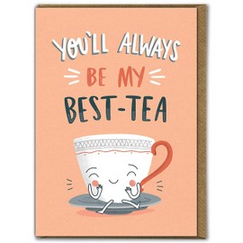 Brainbox Candy - Funny Birthday Cards Silly Humorous Happy Birthday - 'Bes-tea' - Perfect For Best Friends Mates Him Her Boyfriend Girlfriend Partner Bestie