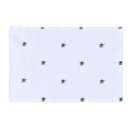 Sleepdown Bumble Bee Printed Table Placemats - Ideal for Kitchen Dining Table - Non-Slip Washable Heat Resistant - Pack of 4 - White - 49cm x 32cm