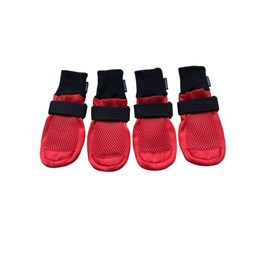 LONSUNEER Dog Boots Breathable Protect Paws Soft Nonslip Soles in 5 Sizes (Large, Red)