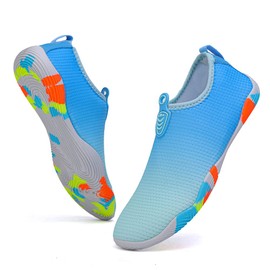 Vsufim Zapatos para Deportes Acuáticos de Secado Rápido, Calcetines Acuáticos para Natación, Playa, Piscina, Surf, Yoga para Mujeres y Hombres, Azul/Azul/Blanco, 5.5 Women/4.5 Men