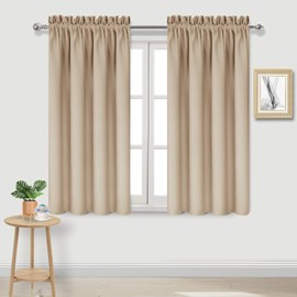 DWCN Beige Blackout Curtains for Bedroom – Rod Pocket Thermal Insulated Energy Saving Drapes for Living Room and Bedroom, W 42 x L 45 Inch, 2 Panels