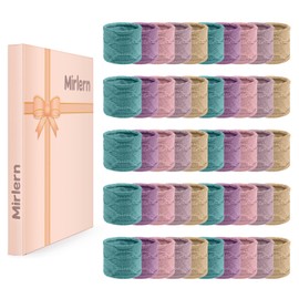 Mirlern 50-Piece Wide Cotton Stretch Hair Ties for Women Girls, No Damage Rubber Bands for Thin Thick Hair Elastic Ponytail Holders Scrunchies (Multicolor Theme)