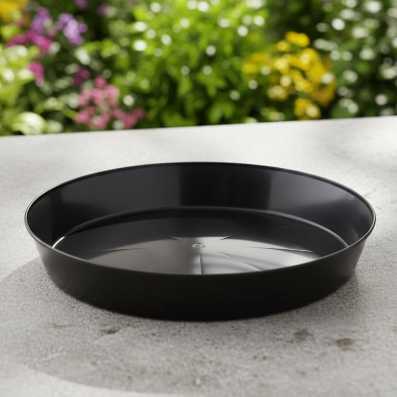 Austin Planter 18inch Saucer Black Polypropylene for Indoor and Outdoor