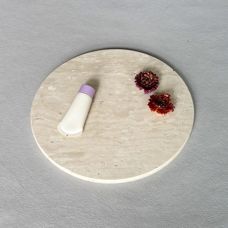 StonePlus Natural Round Marble Tray Matte Polishing Board Circular Plate