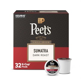 Peet's Coffee, Dark Roast Single Serve Coffee Pods, 100% Arabica Coffee - Single Origin Sumatra 32 Count (1 Box of 32 Pods)
