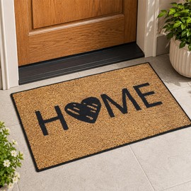 Welcome Front Door Mat with Non-Slip Backing, 20"x 32" Stain & Fade Resistant Easy Clean Decorative Entry Mat for Front Door, Entrance,Patio Porch, Indoor and Outdoor Entrance Use, Brown