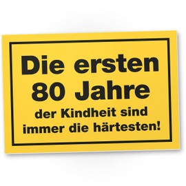 DankeDir! Achtzig Jahre Kindheit - Schild 30 x 20 cm - Geburtstagskarte Geschenkidee Geburtstagsdeko Partydeko - 80 Jahre Geschenk 80. Geburtstag Männer & Frauen 80er Geburtstagsgeschenk