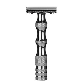 Classic Men Anti skid Metal Handle Dual Blade Shaver Vintage Style Manual Razor (Black)