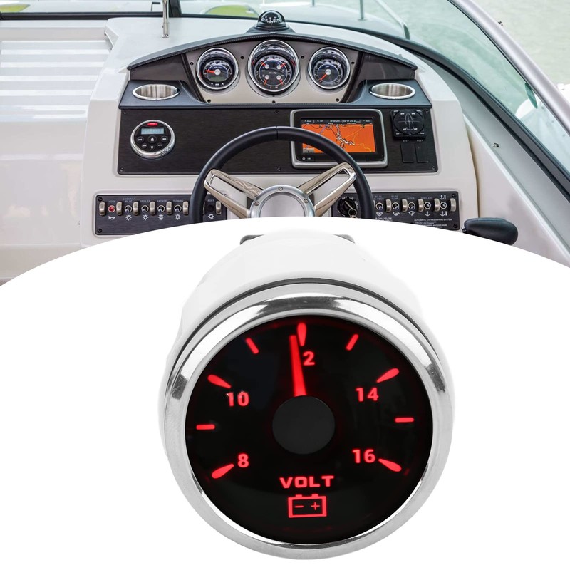 Boat Voltmeter, 52 mm Marine Voltmeter 8-16 V Pointer 7