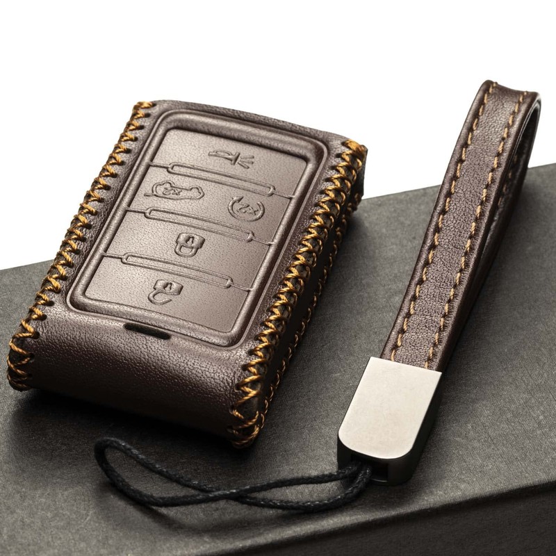 Vitodeco Genuine Leather Smart Key Fob Case Compatible with Jeep
