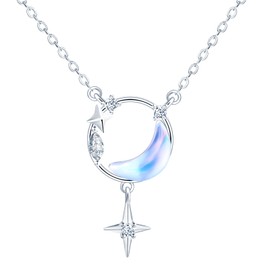 feilok Moon stars Pendant Necklace For Women Choker Necklace Clavicle 925 Silver Necklace for Women