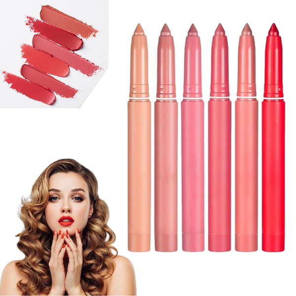 Ehucaow Rotating Sharpenable Matte Lipstick Pencils, Matte Lip Crayon Waterproof