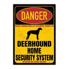 Deerhound Scottish Dog Sign Danger Security System Door Sign Dog Sign Warning Sign Safety Sign Dog Private Property Dog Warning Warning