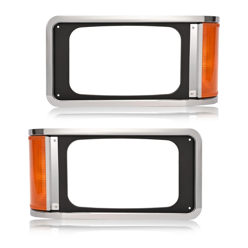 HECASA Headlight Bezels Compatible with 1990-2017 Mack CH613 SFA Hood