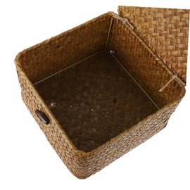 VILLFUL Cube Storage Basket Woven Desktop Storage Box Lid 2pcs Foldable Office Organizer