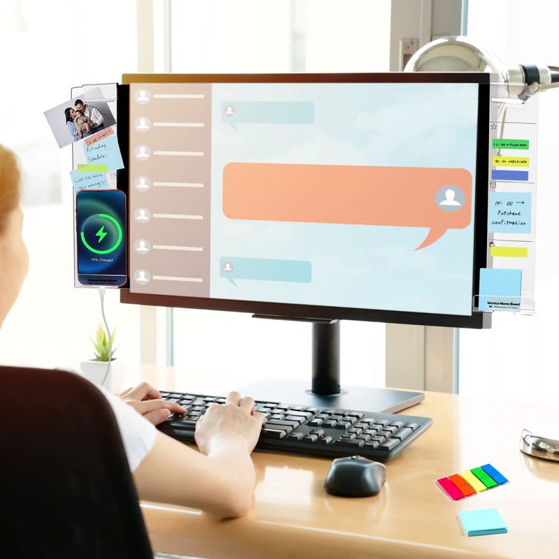 Monitor Memo Board, 2PCS Multifunction Sticky Note Holder for Computer