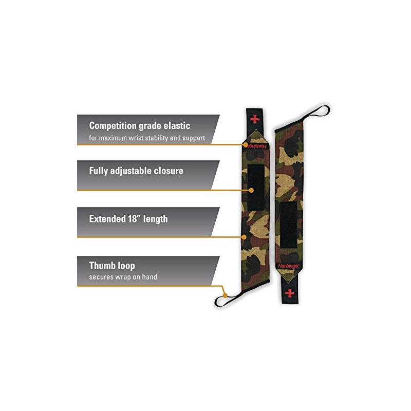 Harbinger 22121 Red Line Wrist Wraps, Camouflage Unisex, Training Wrist