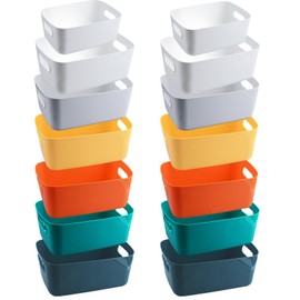 14 PCS Plastic Storage Bins and Small Storage Baskets for Cclassroom Organization, Bathroom Organization, Tub Toy Storage, Kitchen and Bedroom