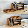 NiOffice Multi-Tier Wood Desk File Organizer with Side File Rack,