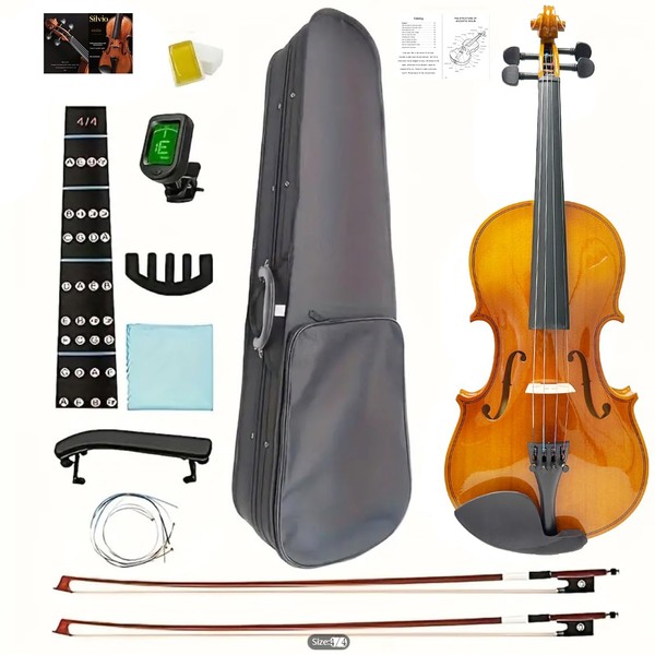 SILVIO 4/4 Adult Full Size Violin Art Pattern Backplate Violin
