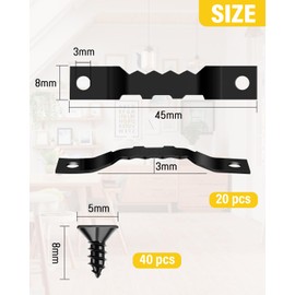 Caianwin 20 Pcs Sawtooth Picture Hangers with Screws, Small Picture Hanging Hooks Solutions for Hanging Canvas Photos Frame Paintings Artwork Clock(Black)