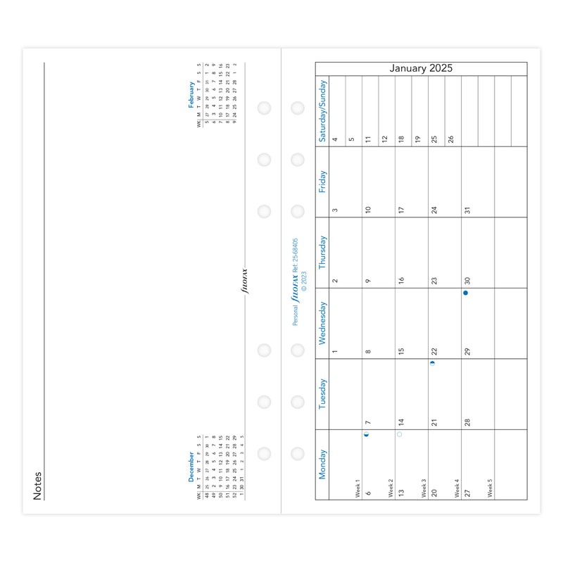 Personal Month per page English horizontal 2025