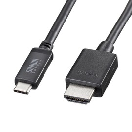 Sanwa Supply KC-ALCHD8K50 TYPE C-HDMI Converter Cable, Supports 8K (Black, 16.3 ft (5 m)